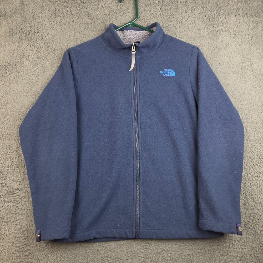 The North Face Jacket Boys Large Full Zip Fleece Mock Neck Blue Sherpa Lined